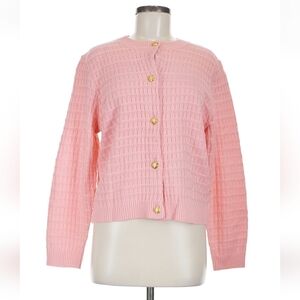 Zeagoo Pink Textured Knit Button Cardigan Size M Gold Buttons  NWT